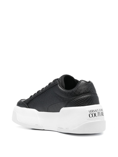 Versace Jeans Couture Logo-patch Round-toe Sneakers In Black