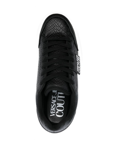 Shop Versace Jeans Couture Logo-patch Round-toe Sneakers In Black