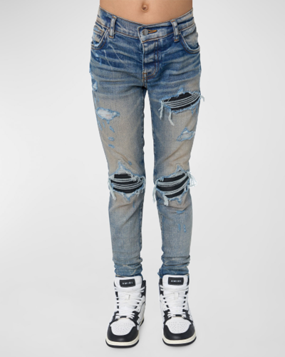 Shop Amiri Kid's Distressed Denim Jeans In Clay Indigo