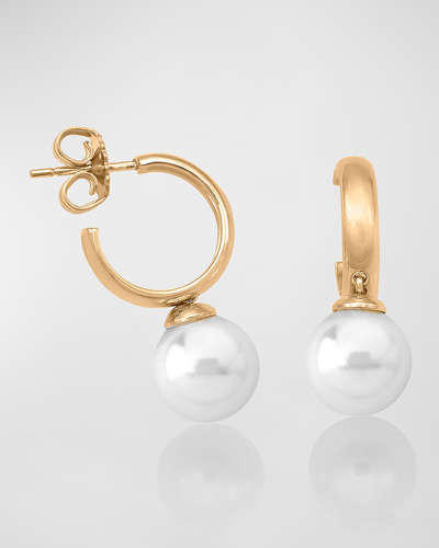 Shop Majorica Chara Pearl And Hoop Earrings, Gold In Wht