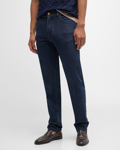 Shop Stefano Ricci Men's Straight-leg Dark Wash Denim Jeans In Blue Dark Wash