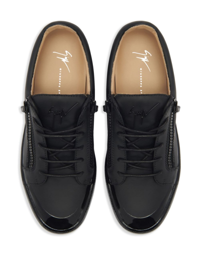 Shop Giuseppe Zanotti Frankie Zip-up Leather Sneakers In Black