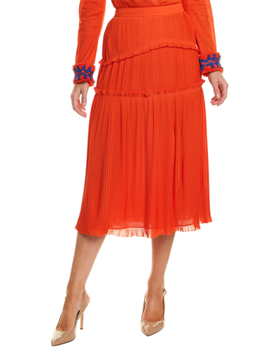 Shop Tory Burch Stella Midi Skirt In Orange