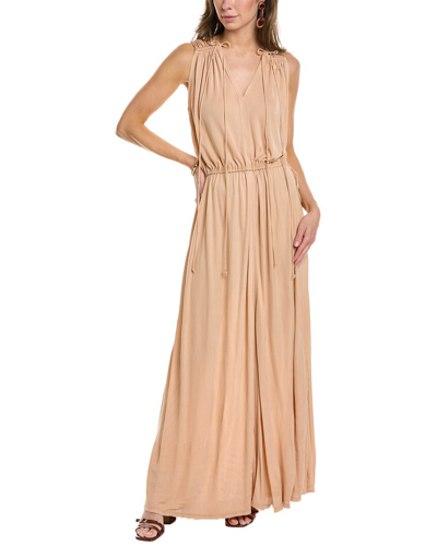 Shop Tory Burch Ruched Maxi Dress In Beige