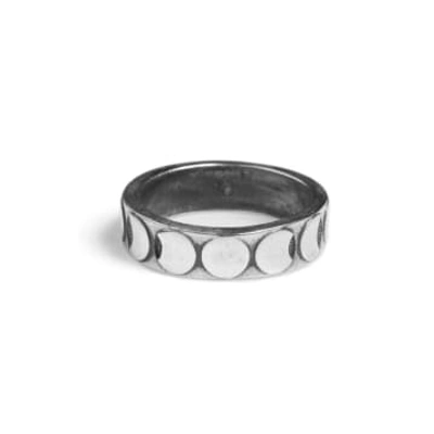 Shop Rachel Entwistle Moon Phases Band Ring Silver In Metallic