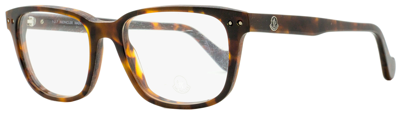 Shop Moncler Men's Eyeglasses Ml5015 052 Dark Havana 53mm In Blue