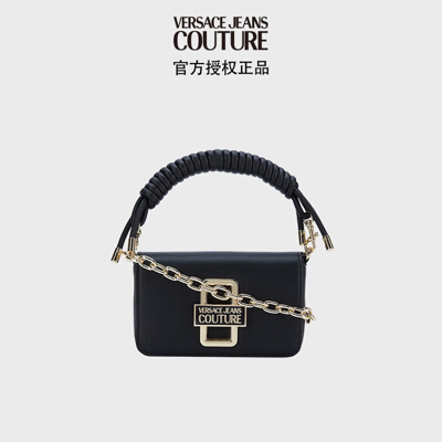 范思哲Versace Jeans Couture礼物 23春夏女士LOGO TWIST背提包 黑色
