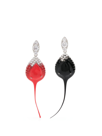 Shop Ottolinger Drip-effect Crystal Drop Earrings In Black
