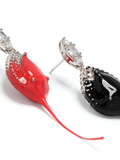 Shop Ottolinger Drip-effect Crystal Drop Earrings In Black