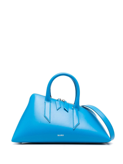 Shop Attico 24h Leather Tote Bag In Blue