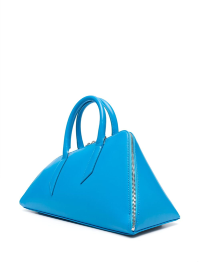 Shop Attico 24h Leather Tote Bag In Blue