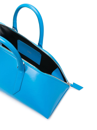 Shop Attico 24h Leather Tote Bag In Blue