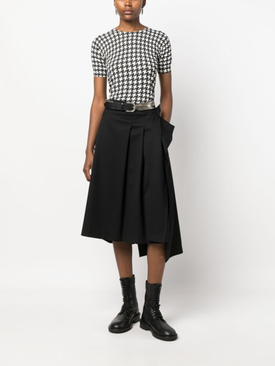 Pre-owned John Galliano 1990s Houndstooth Print Short-sleeved Top In Black