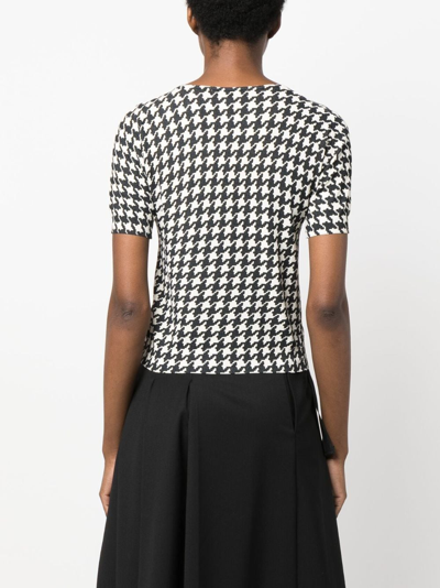 Pre-owned John Galliano 1990s Houndstooth Print Short-sleeved Top In Black