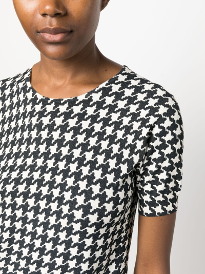 Pre-owned John Galliano 1990s Houndstooth Print Short-sleeved Top In Black