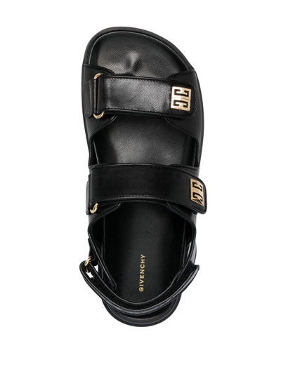 Shop Givenchy 4g Leather Strap Sandals In Black