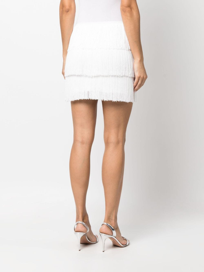 Shop Norma Kamali Fringe Mini Skirt In White
