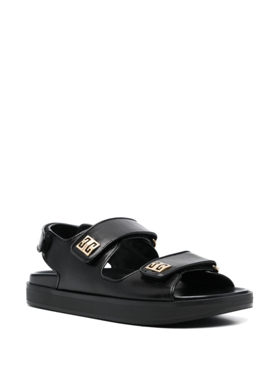 Shop Givenchy 4g Leather Strap Sandals In Black