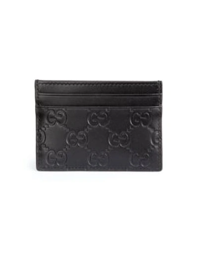Gucci Gg Leather Card Case In Black Rubber Ssima