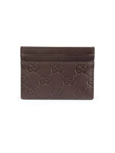 Shop Gucci Gg Leather Card Case In Black