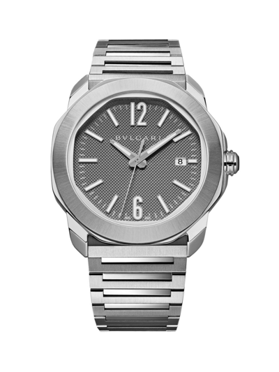 Shop Bvlgari Men's Octo Roma Stainless Steel Bracelet Watch/41mm In Grey