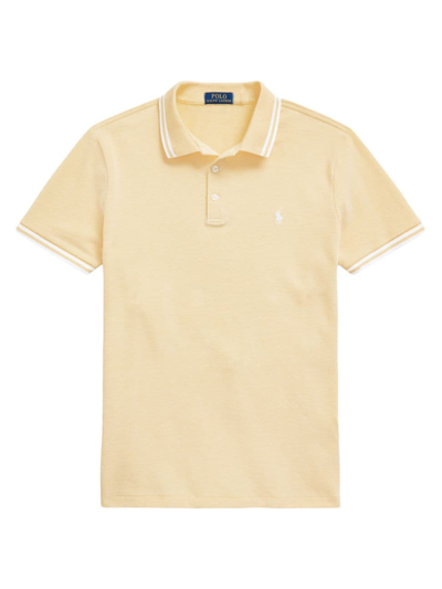 Shop Polo Ralph Lauren Men's Stretch Mesh Polo Shirt In Fall Yellow White