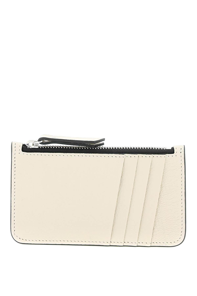 Shop Maison Margiela Leather Zipped Cardholder In Beige