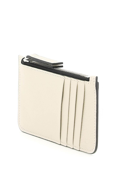 Shop Maison Margiela Leather Zipped Cardholder In Beige