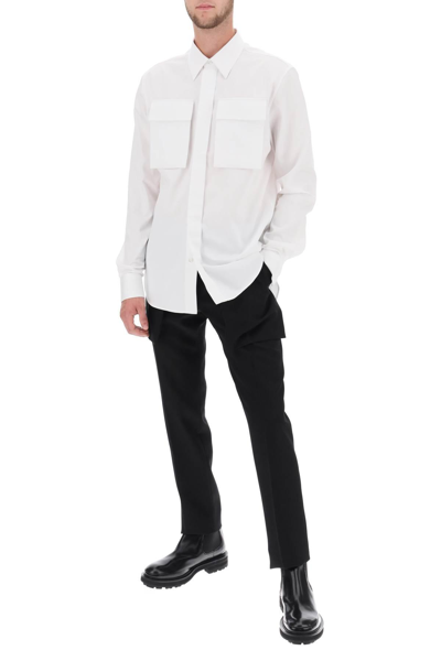 Shop Alexander Mcqueen Regular Shirt In Poplin In White