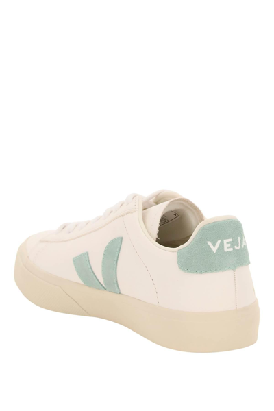 Shop Veja Campo Chromefree Leather Sneakers In White,green