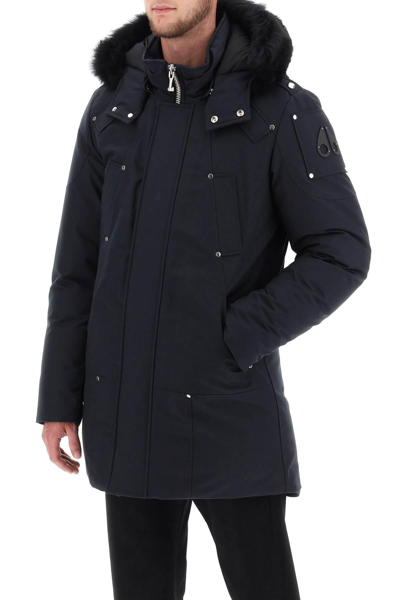 Shop Moose Knuckles Stirling Hooded Down Parka In Blue