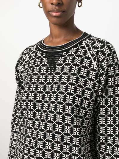 Shop Elisabetta Franchi Logo-print Crew-neck Sweatshirt In 685