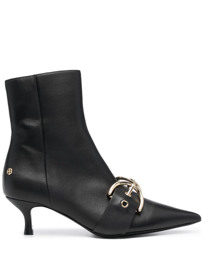 Shop Anine Bing 60mm Buckle-detail Ankle Boots In Black