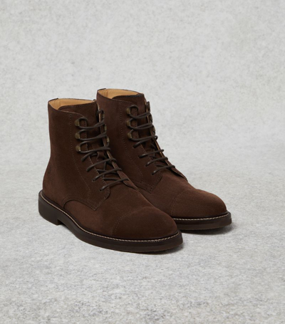 Shop Brunello Cucinelli Suede Ankle Boots In Brown