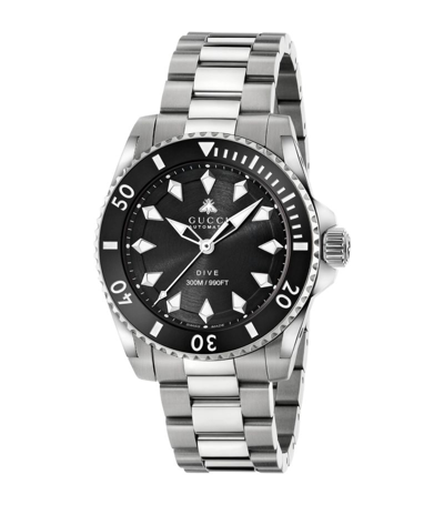 Shop Gucci Stainless Steel Dive Watch 40mm In Black