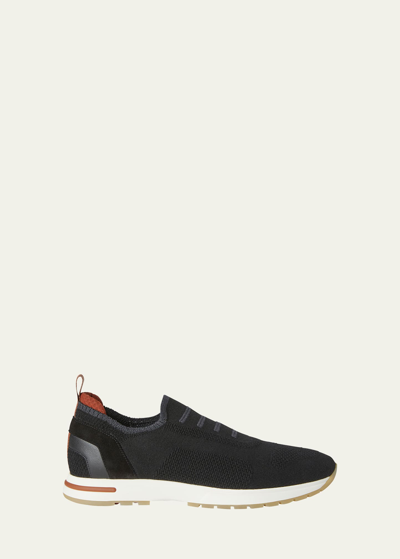 Shop Loro Piana Flexy Knit Slip-on Trainer Sneakers In 8000 Black