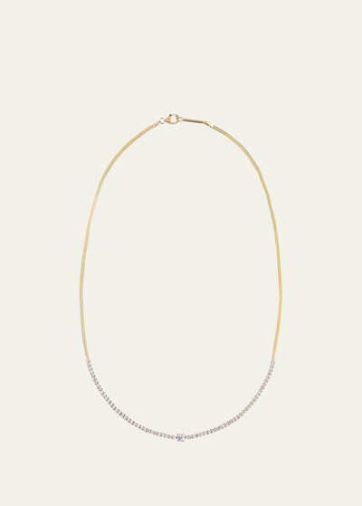 Shop Lana Flawless Herringbone Diamond Tennis Necklace In Yg