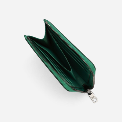Shop Dolce & Gabbana Calfskin Card Holder With Logo In Green