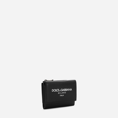 Shop Dolce & Gabbana Calfskin French Flap Wallet With Logo In Multicolor