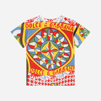 Shop Dolce & Gabbana Carretto-print Jersey T-shirt In Red