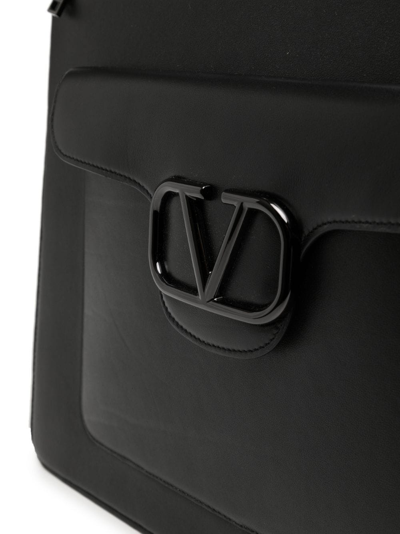 Valentino Garavani Logo-embellished Leather Briefcase In Black