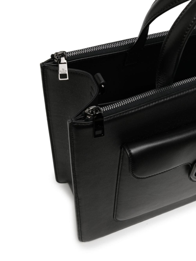 Shop Valentino V-logo Leather Briefcase In Black