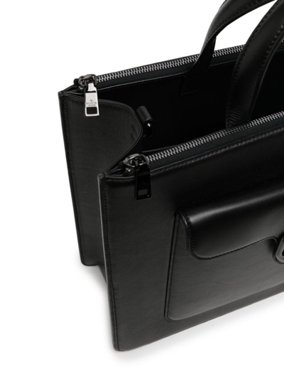 Valentino Garavani Logo-embellished Leather Briefcase In Black
