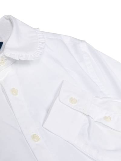 Shop Ralph Lauren Ruffled-collar Cotton Shirt In White
