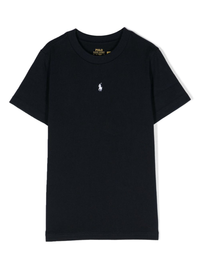 Shop Ralph Lauren Embroidered-pony Cotton T-shirt In Blue