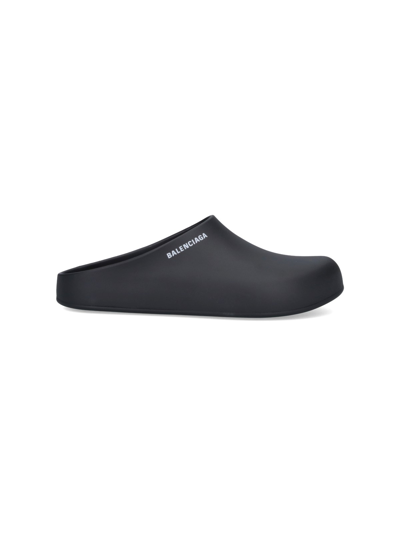 Shop Balenciaga Logo Mules In Black  