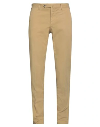 Shop Pt Torino Man Pants Camel Size 36 Cotton, Elastane In Beige