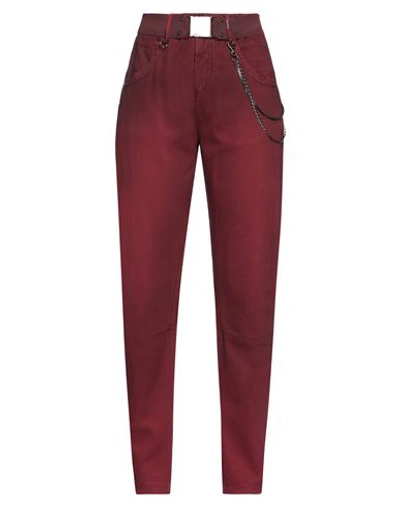 Shop High Woman Pants Burgundy Size 8 Cotton, Cashmere, Elastane In Red