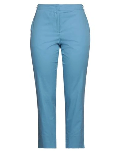 Shop Odeeh Woman Pants Azure Size 10 Cotton In Blue