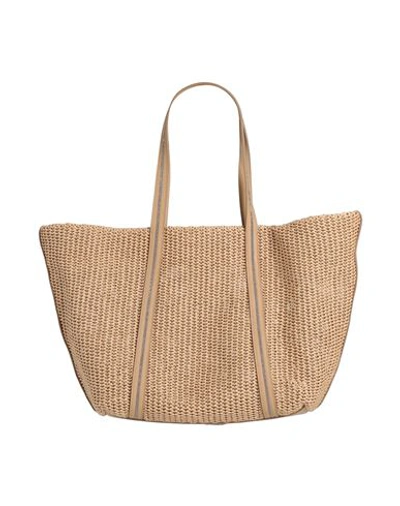 Shop Brunello Cucinelli Woman Handbag Sand Size - Leather, Natural Raffia In Beige